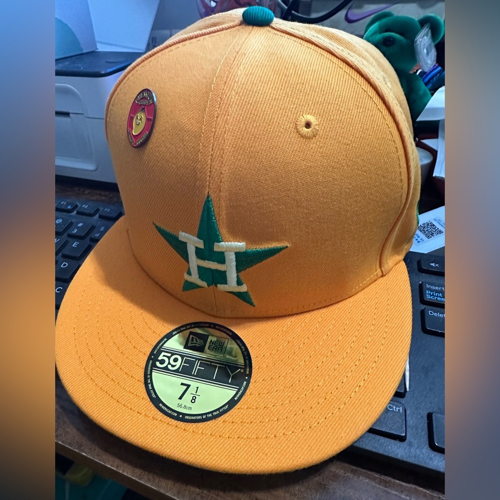 NWT Houston Astros New Era x Premium Goods Mango Pin MLB Fitted Cap Hat - Picture 2 of 9